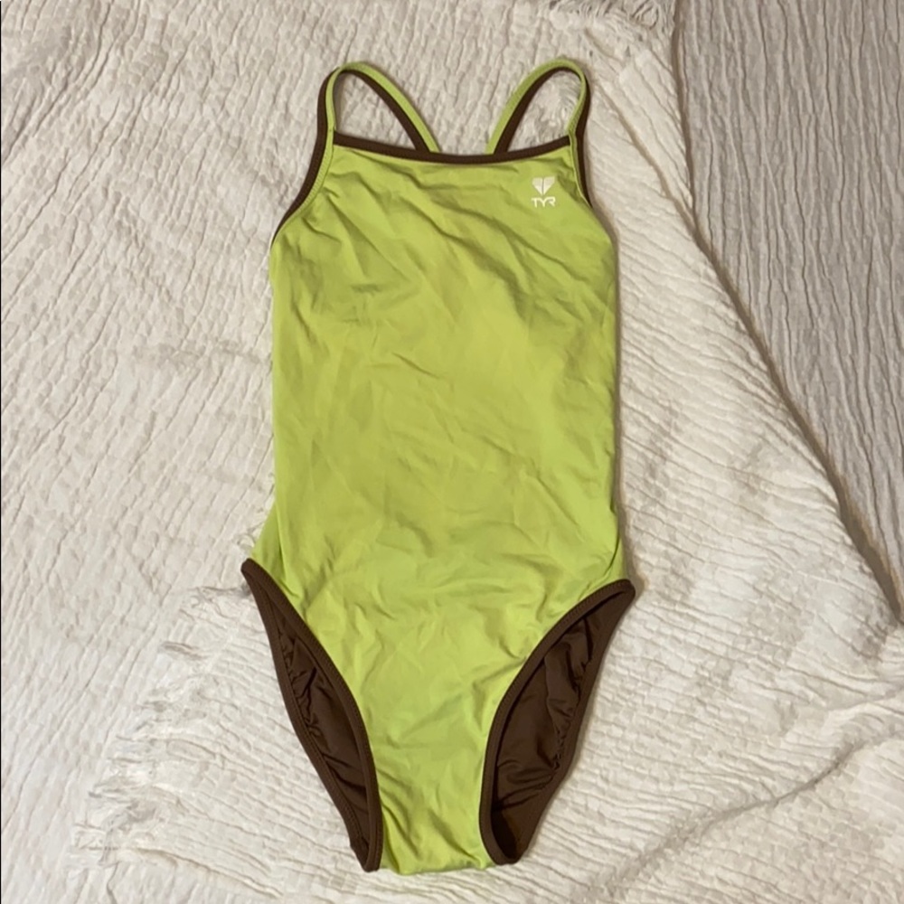TYR competition swimsuit reversible lime/brown XS